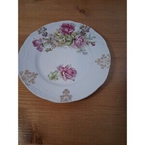 Vintage Porcelain Plate Roses Flowers Pink Germany Unmarked 6" Bread Dessert
